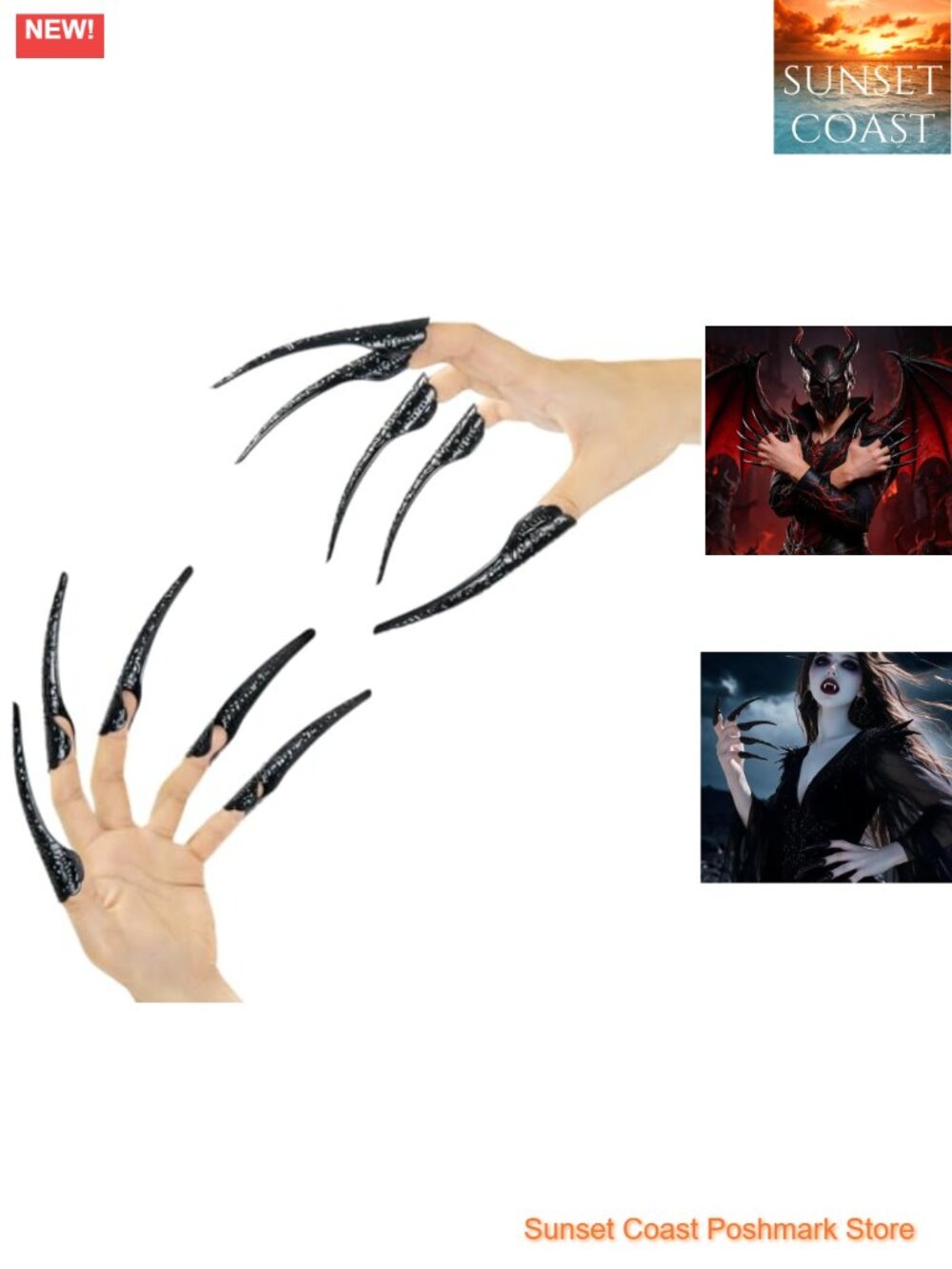 10 Pcs Long Finger Claws Adjustable Metal Nail Rings Extension Cosplay Costume